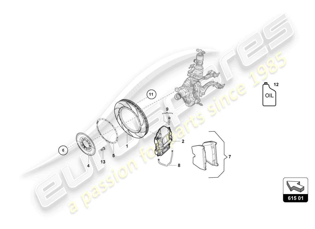 lamborghini super trofeo evo (2018) vordere bremsscheiben ersatzteildiagramm