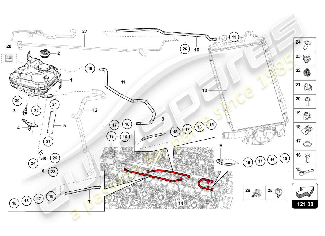 lamborghini lp770-4 svj coupe (2022) flüssigkeitstank mit kühlmittelstandsanzeige ersatzteildiagramm