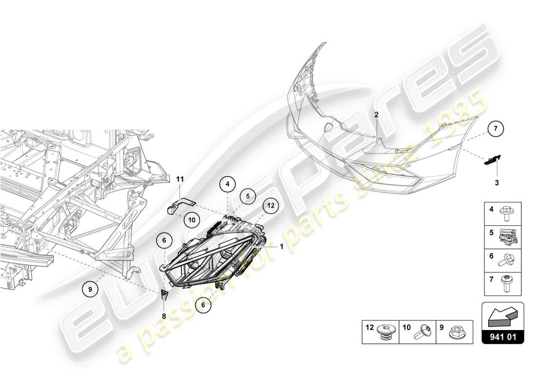 lamborghini 2024 (tecnica) led-scheinwerfer vorne teilediagramm