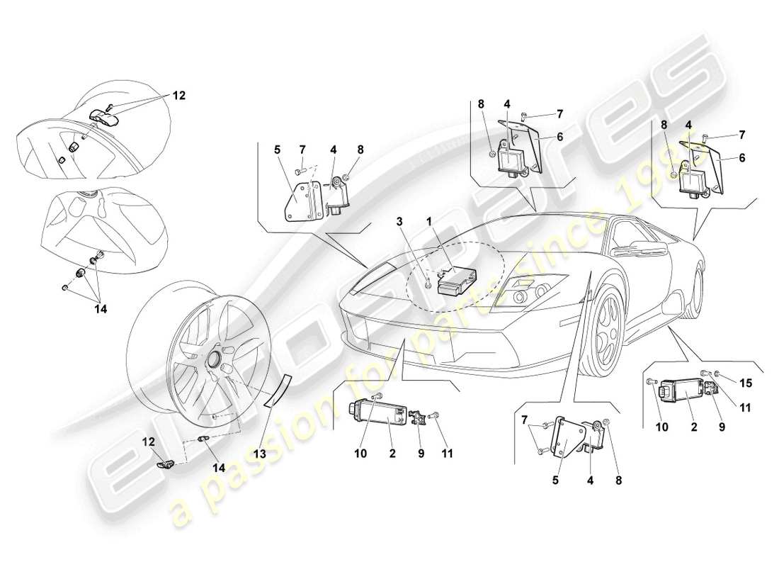 lamborghini reventon reifendruck-kontrollsystem teilediagramm