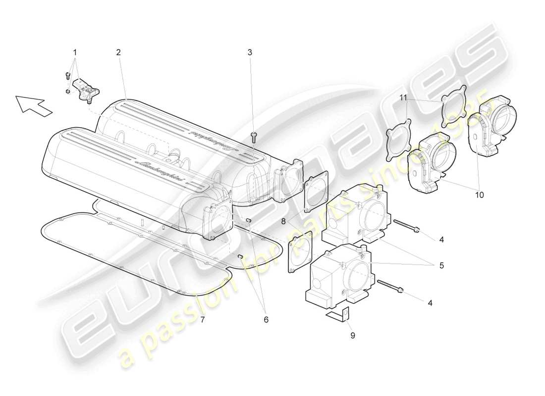 lamborghini superleggera (2008) ansaugkrümmer - teilediagramm