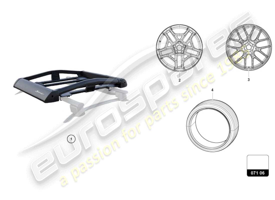 lamborghini huracan sterrato (accessories) dachträgersystem - teilediagramm