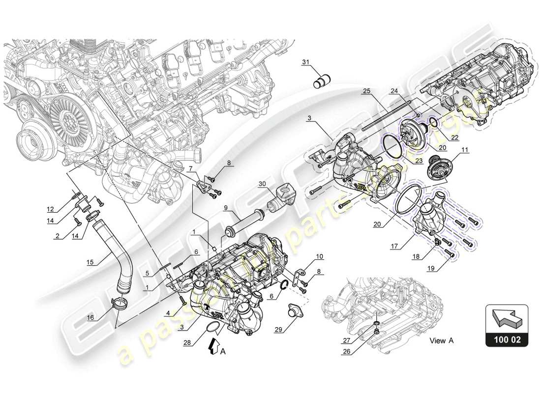 lamborghini 2017 (gt3) wasser-/ölpumpe – teilediagramm