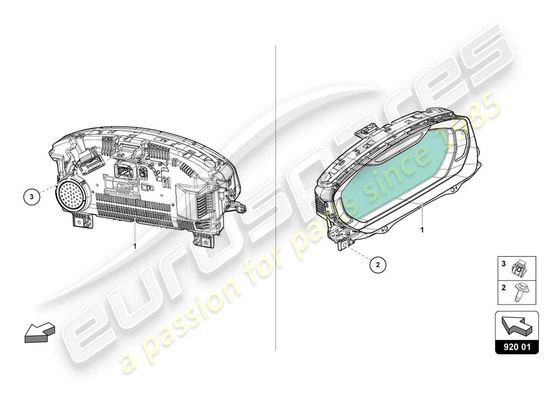 lamborghini urus (2022) combi-instrument ersatzteildiagramm