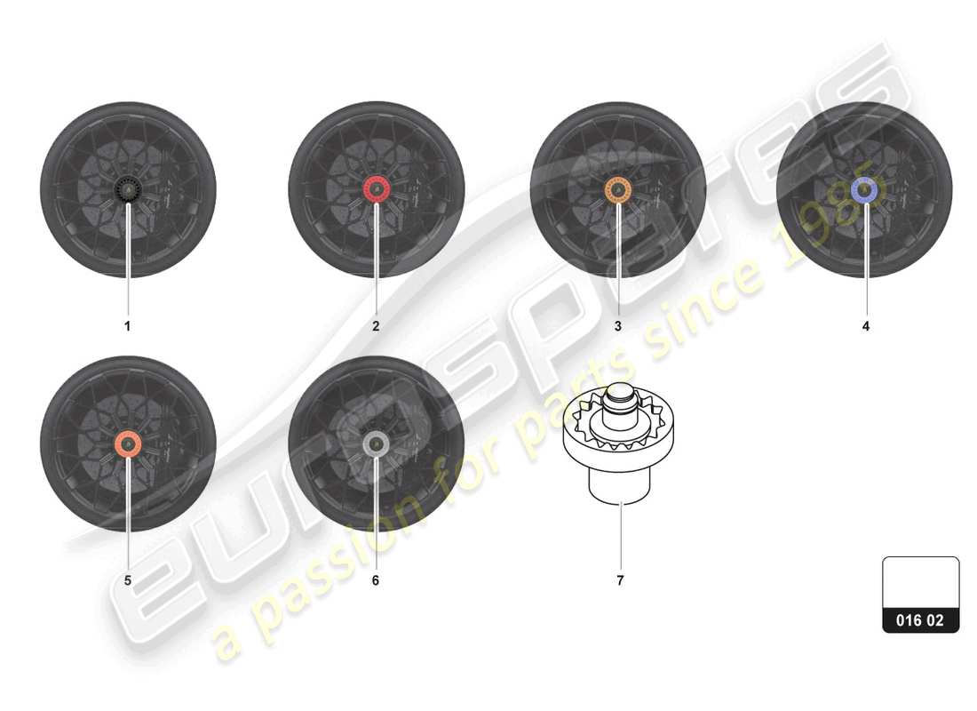 lamborghini huracan sterrato (accessories) radmutter ersatzteildiagramm