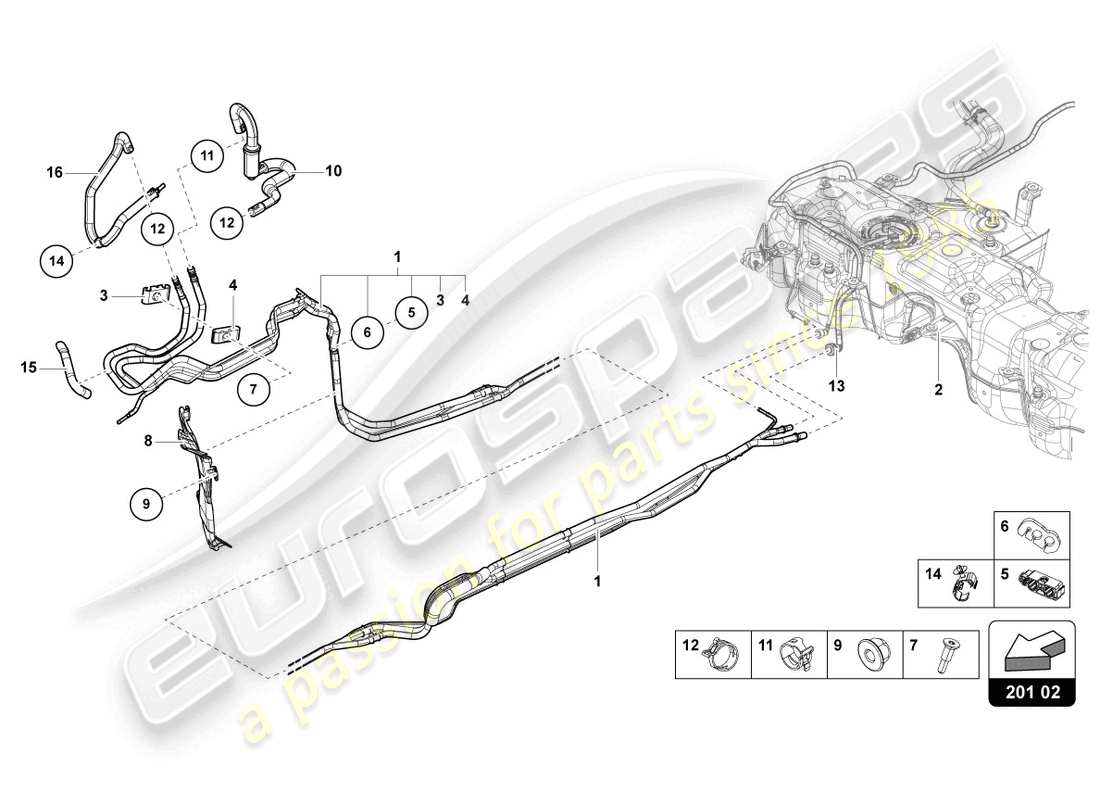 lamborghini urus (2022) 1 set kraftstoffleitungen ersatzteildiagramm