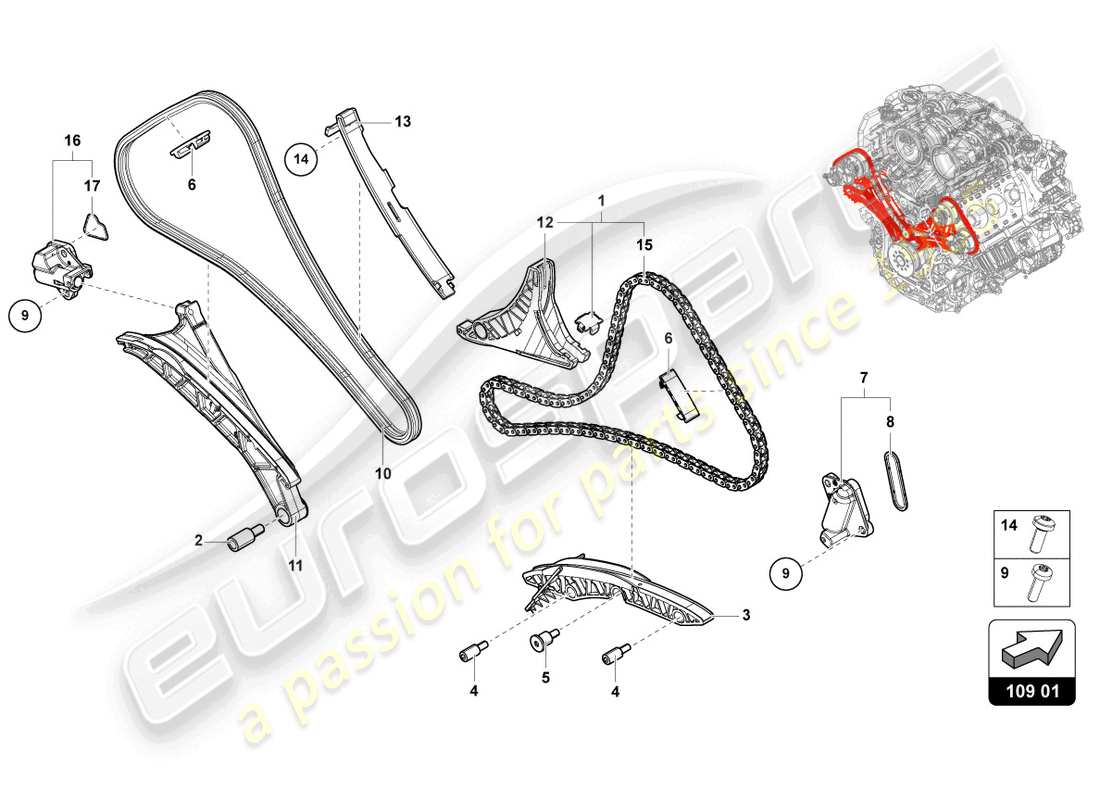 lamborghini urus (2020) steuerkette ersatzteildiagramm