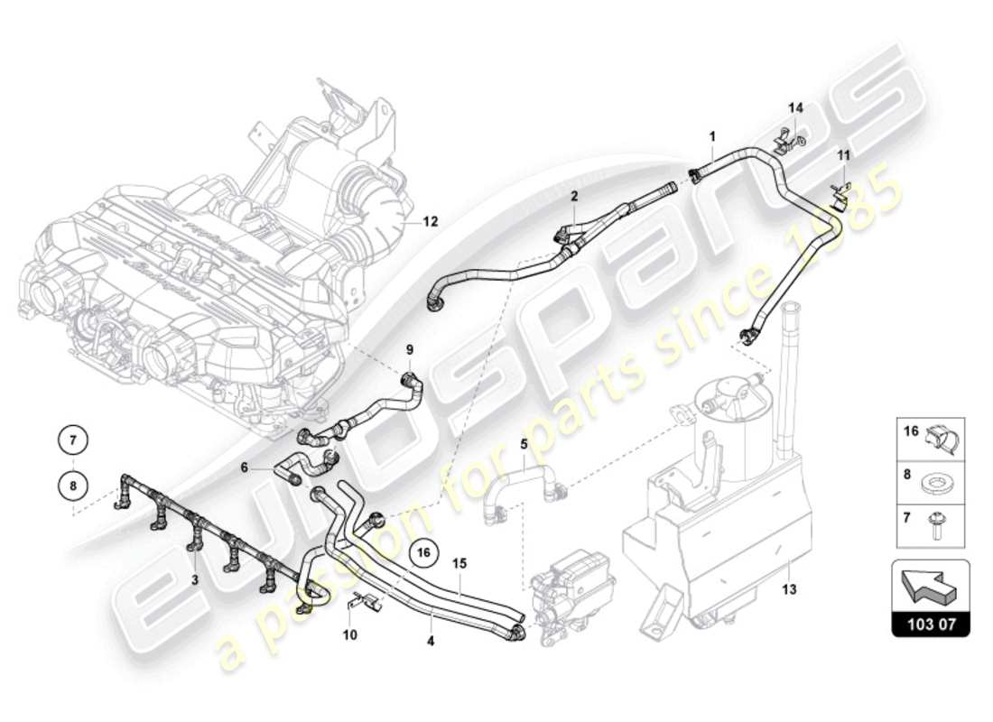 lamborghini 2022 (ultimae) belüftung für zylinderkopfdeckel ab vin cla00325 ersatzteildiagramm