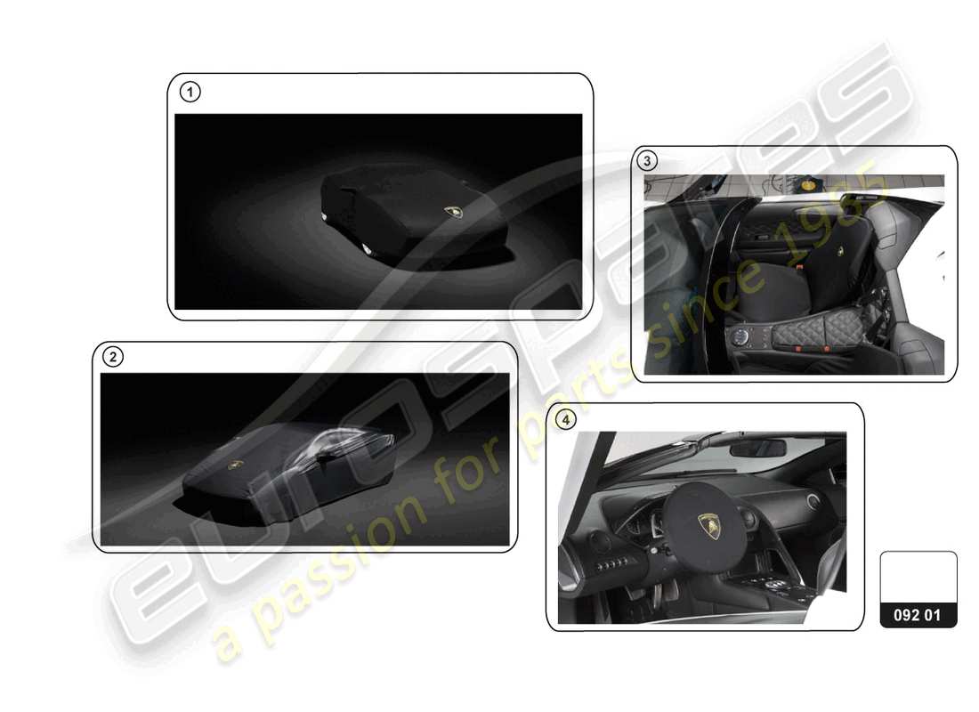lamborghini huracan tecnica (accessories) schutzsatz ersatzteildiagramm