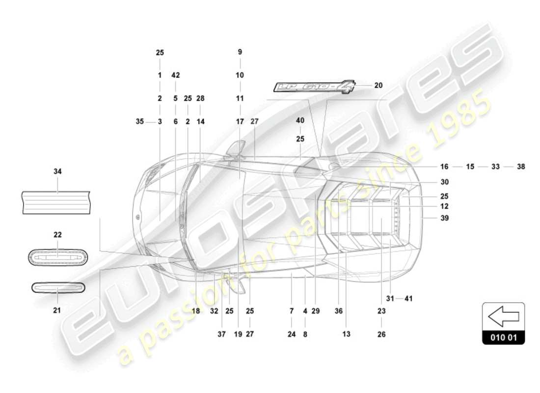 lamborghini evo spyder (2024) beschriften/beschriftungen ersatzteil-diagramm