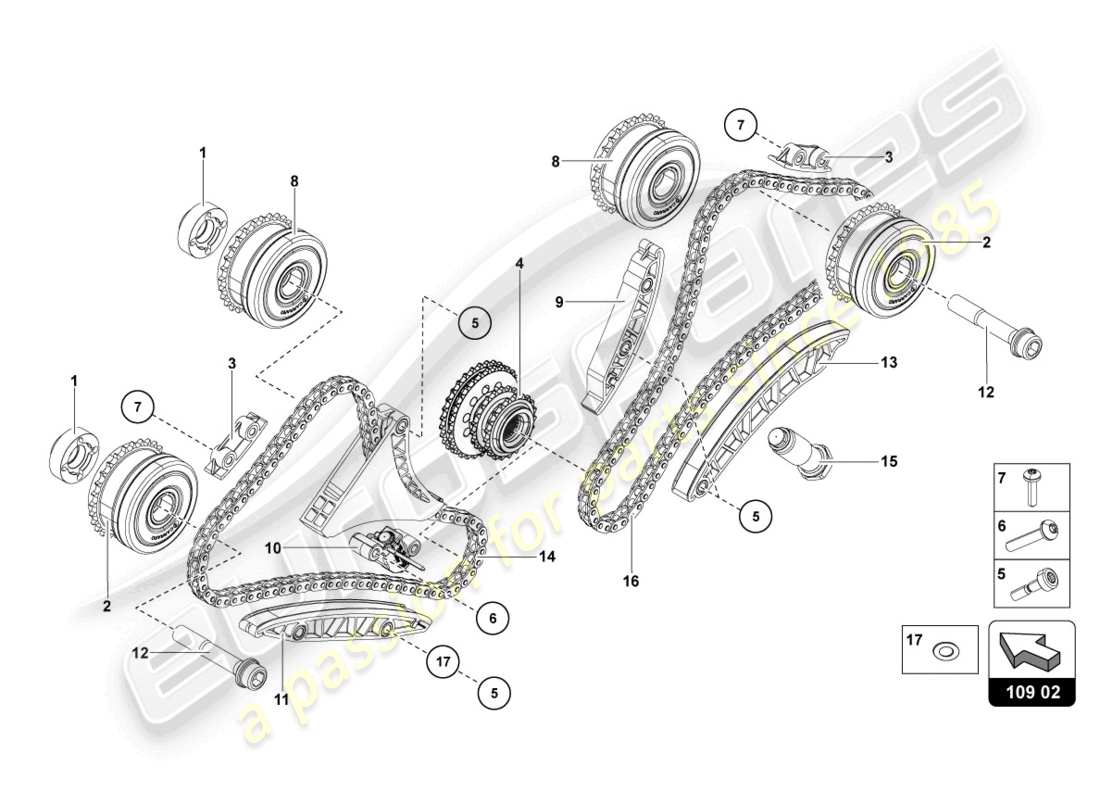 lamborghini ultimae (2022) steuerkette ersatzteildiagramm