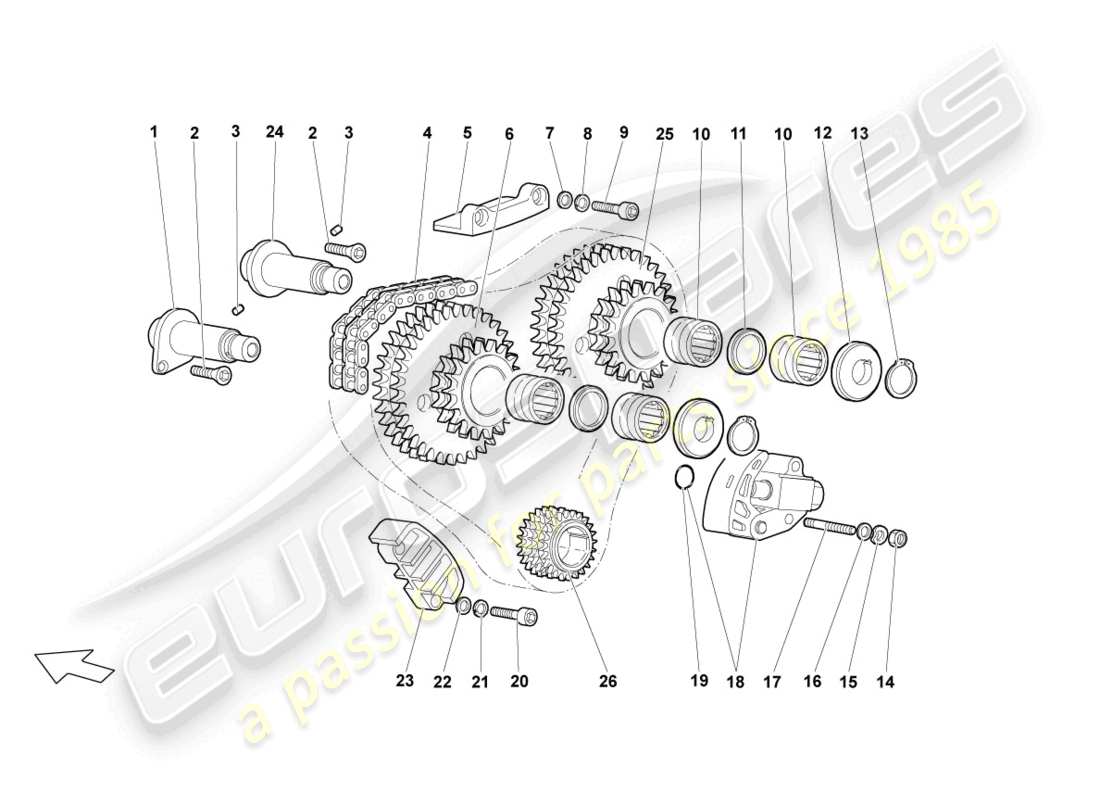 lamborghini lp640 coupe (2010) steuerkette ersatzteildiagramm