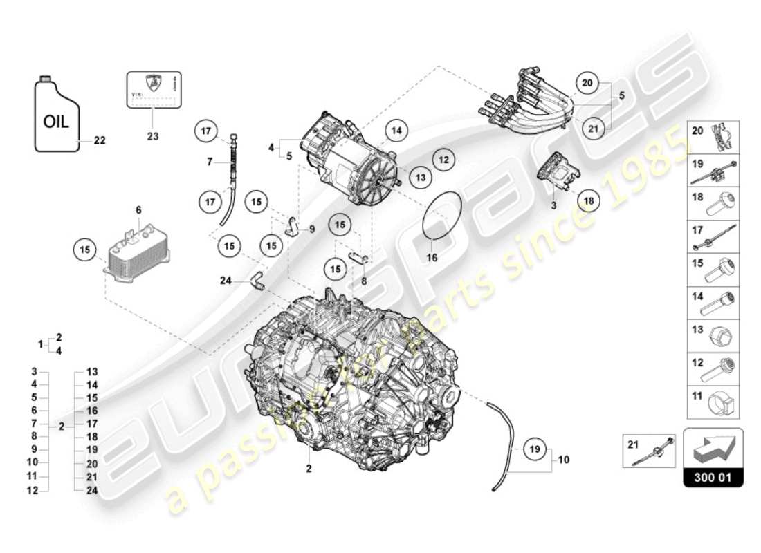 lamborghini revuelto coupe (2024) automatikgetriebe teilediagramm