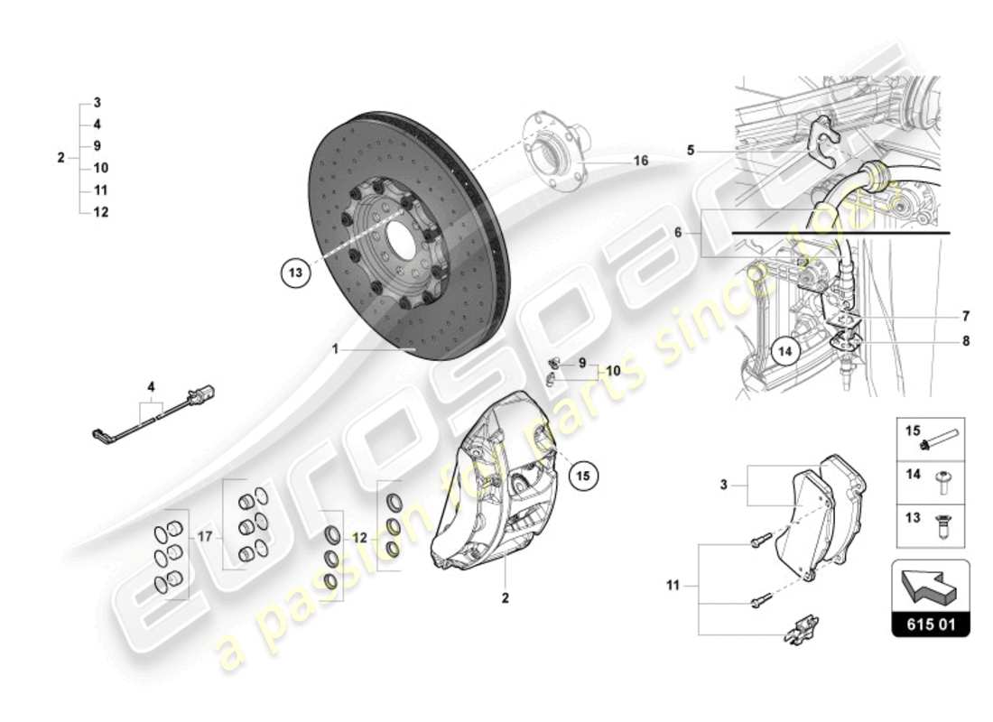 lamborghini ultimae (2022) bremsscheibe vorne ersatzteildiagramm