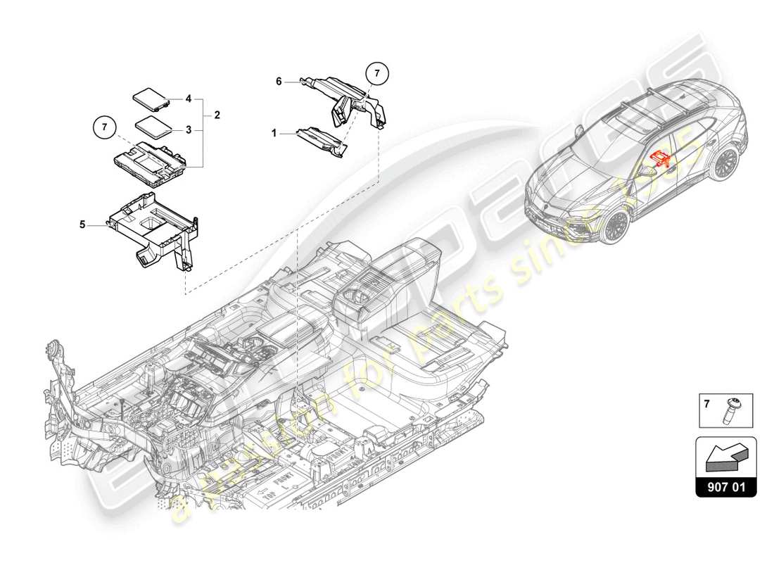 lamborghini urus (2022) diagnose-schnittstelle für datenbus (gateway) ersatzteildiagramm