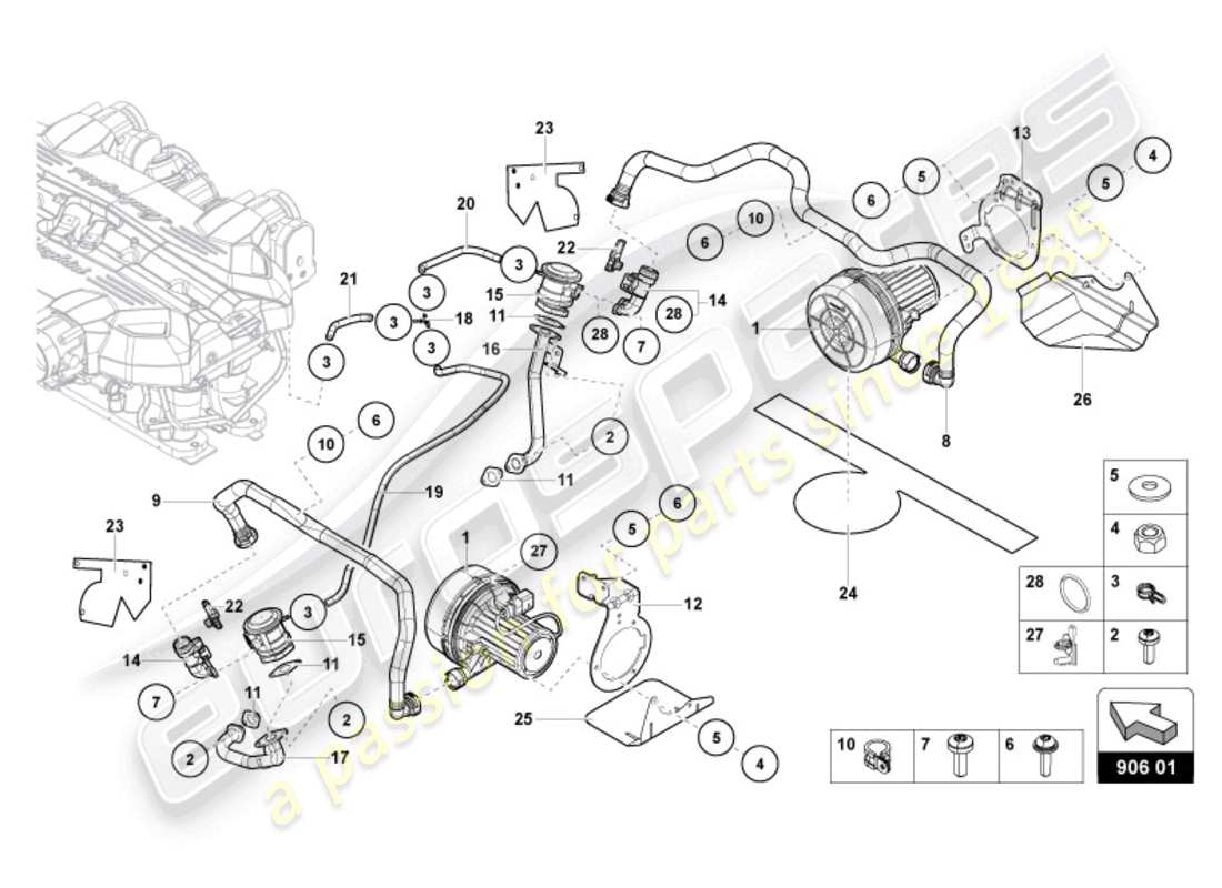 lamborghini ultimae (2022) sekundärluftpumpe teilediagramm