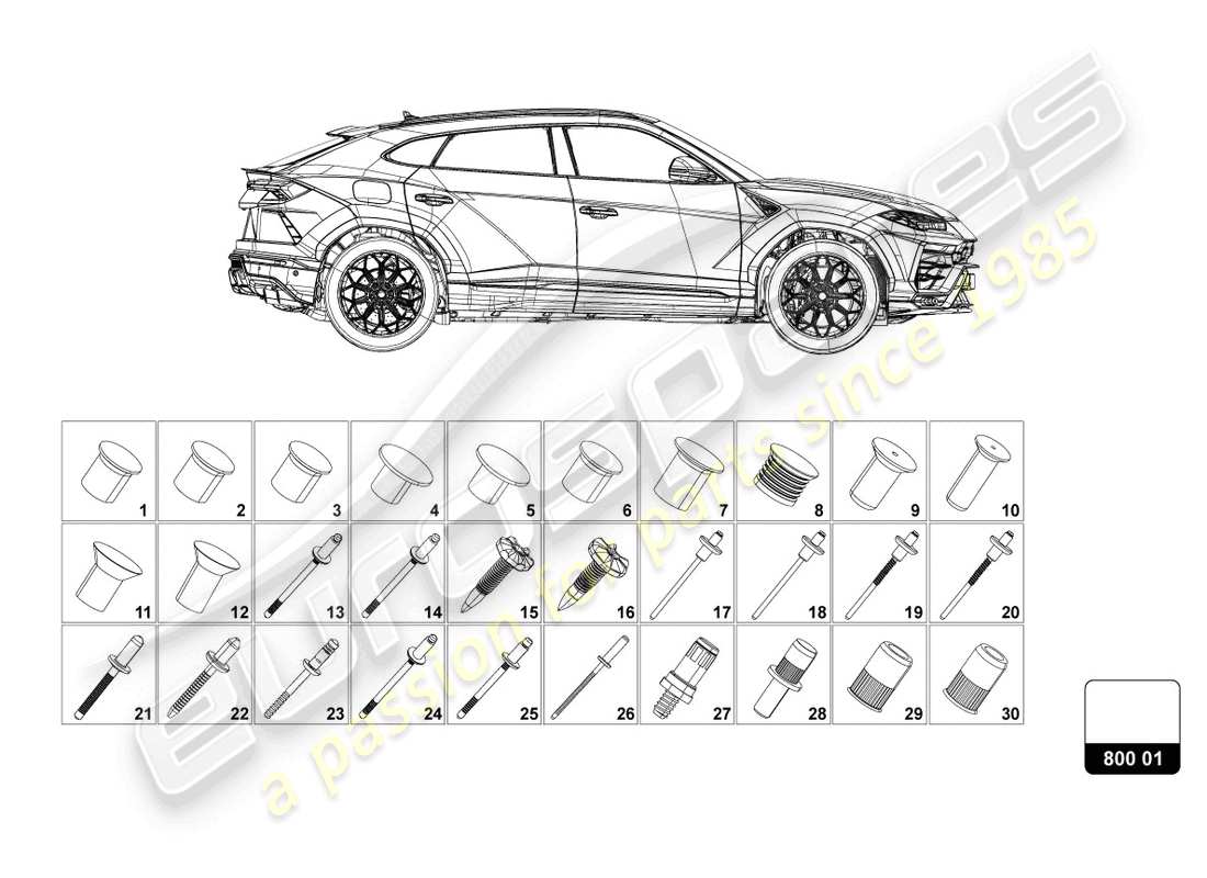 lamborghini urus (2020) befestigung für karosserie ersatzteildiagramm