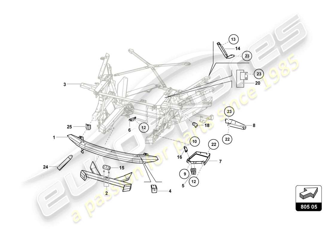 lamborghini super trofeo evo (2018) hinterrahmen-aussenelemente ersatzteildiagramm