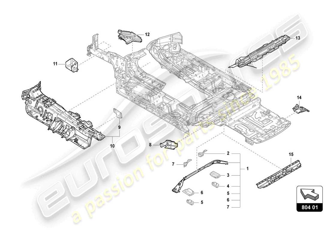 lamborghini urus (2019) unterboden-teilediagramm