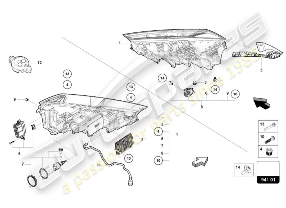lamborghini urus (2021) led-scheinwerfer-ersatzteildiagramm