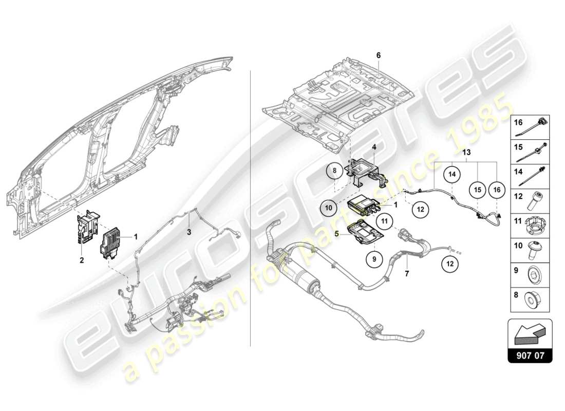 lamborghini urus performante (2023) steuergerät für aktive wankstabilisierung ersatzteildiagramm