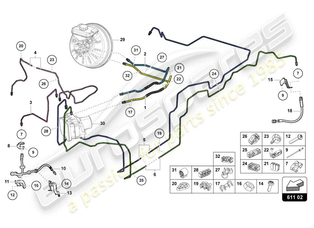 lamborghini urus (2022) bremsrohr ersatzteildiagramm