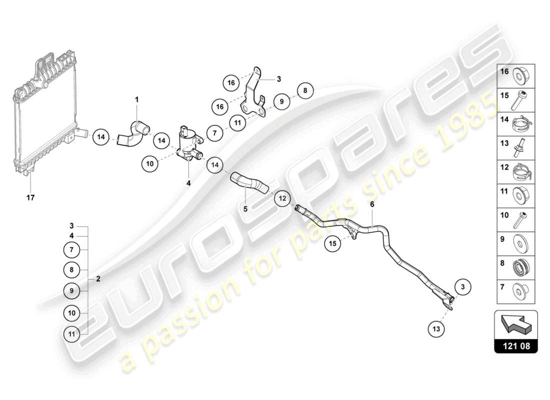 lamborghini urus (2022) kühlmittelleitung - ersatzteildiagramm