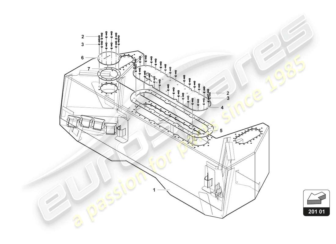 lamborghini gt3 evo (2018) kraftstofftank teilediagramm