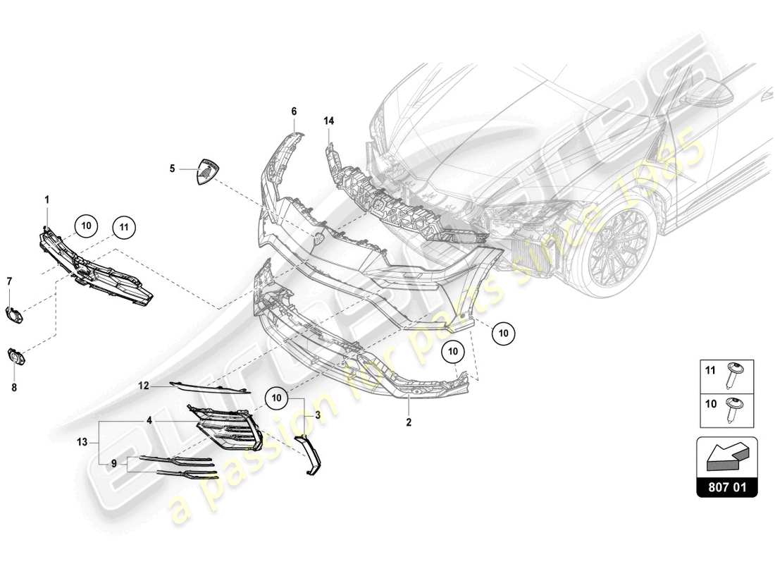 lamborghini urus (2019) einsatz für stossfaenger vorne ersatzteildiagramm