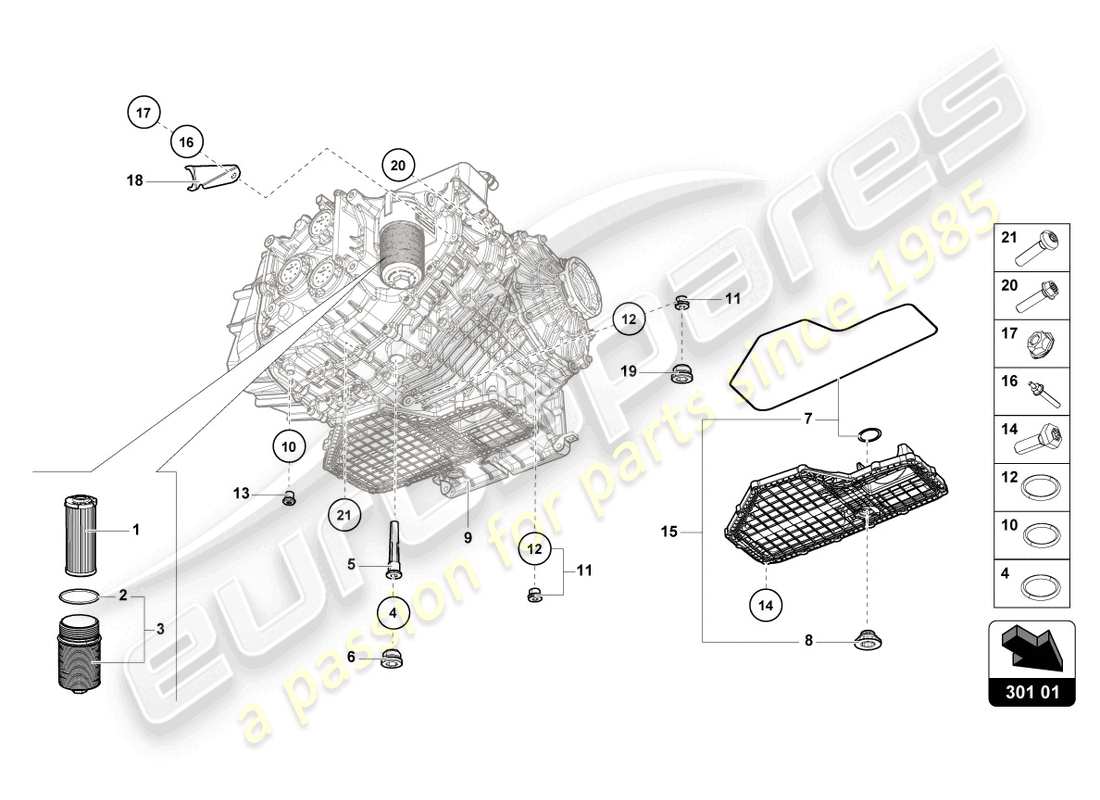 lamborghini 2022 (evo spyder 2wd) ölfilter ersatzteildiagramm