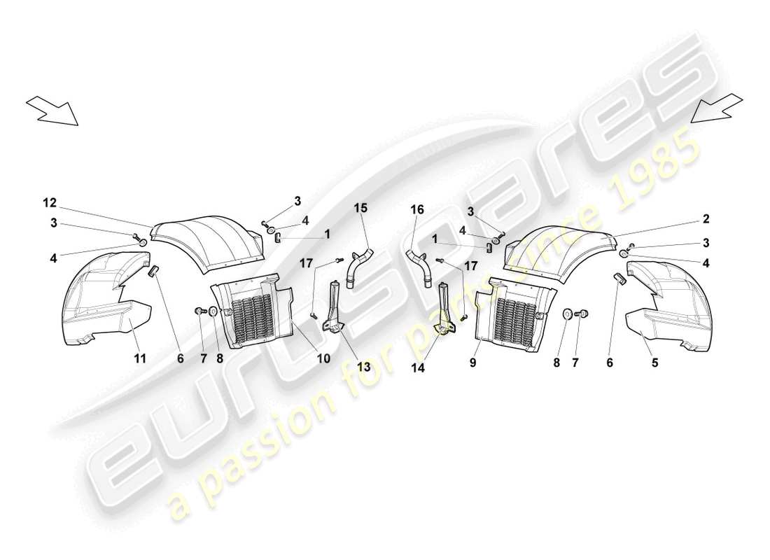lamborghini lp640 coupe (2010) radkastenverkleidung hinten ersatzteildiagramm