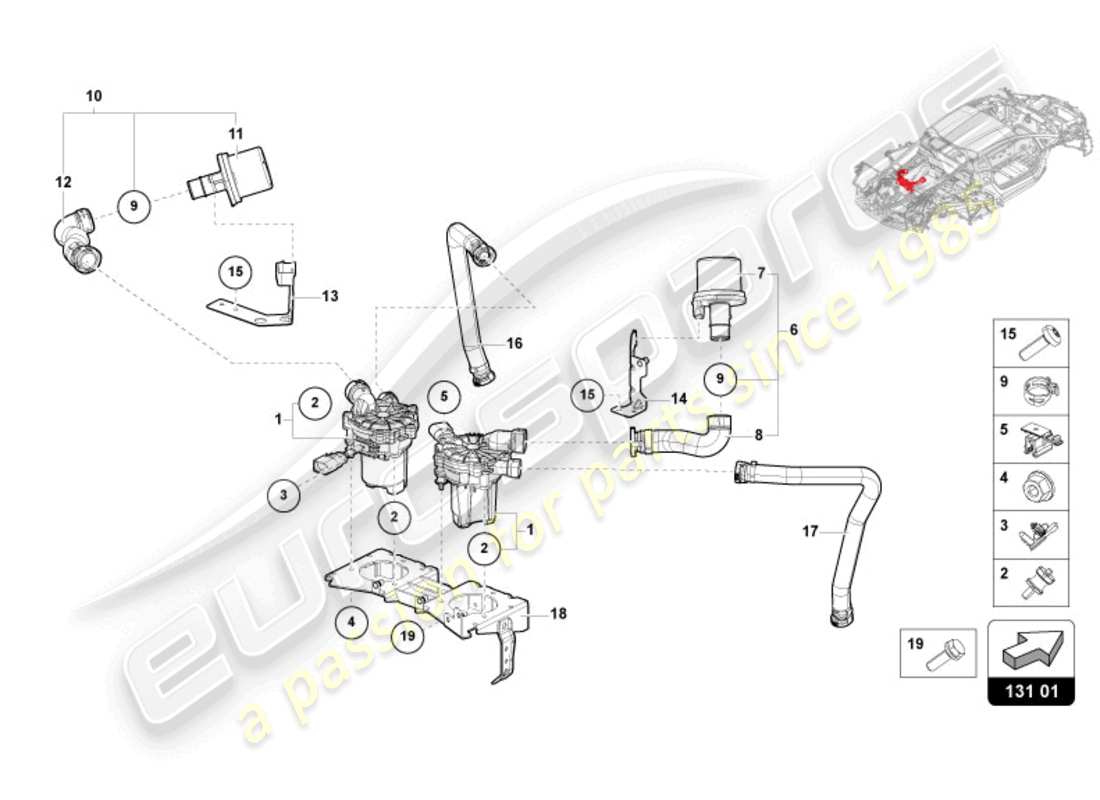 lamborghini revuelto coupe (2024) sekundärluftpumpe teilediagramm