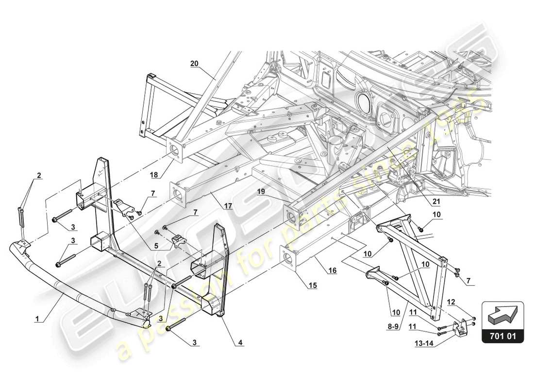 lamborghini 2018 (gt3 evo) vorderrahmen teilediagramm