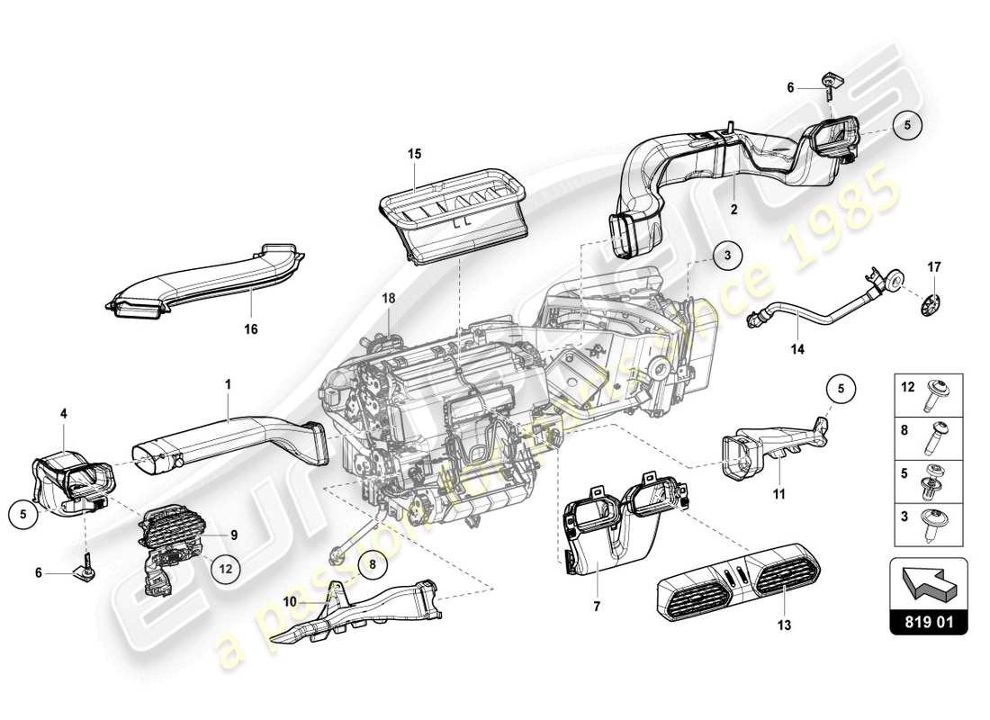 lamborghini urus (2021) vent-teilediagramm