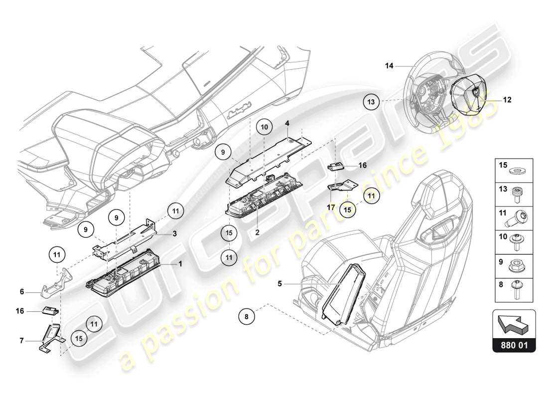 lamborghini countach lpi 800-4 (2022) airbag-einheit ersatzteildiagramm