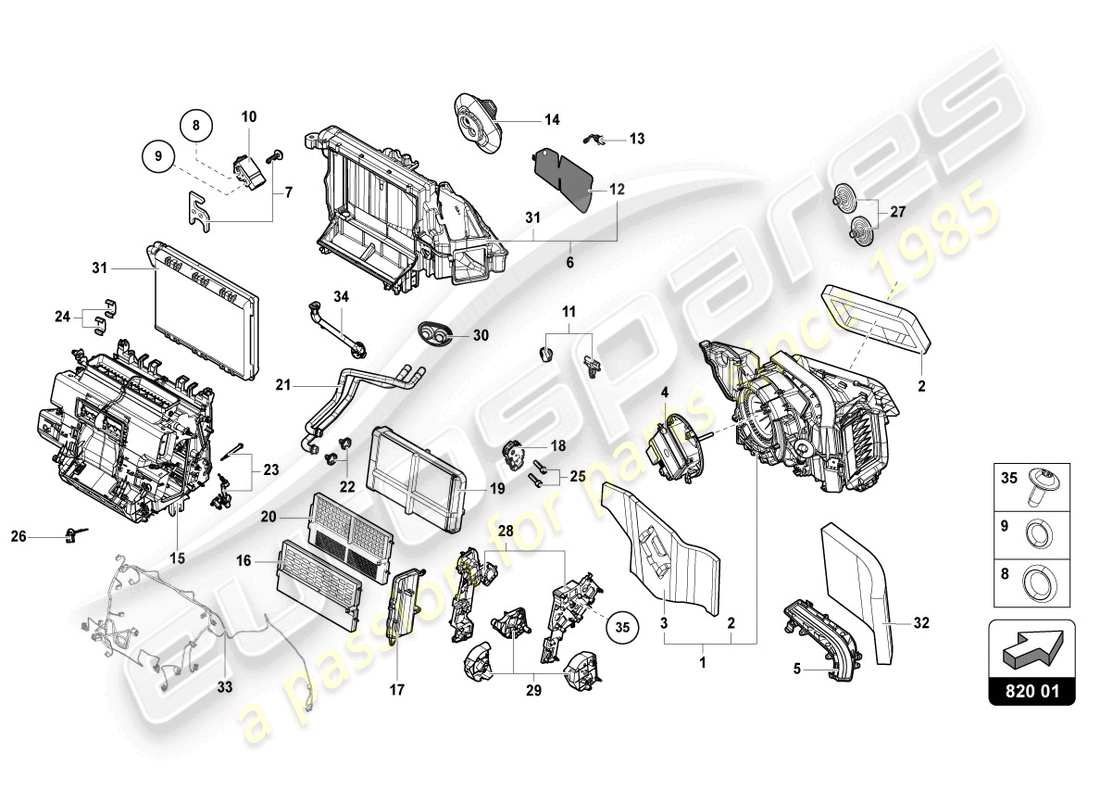 lamborghini urus (2019) klimaanlage mit elektronischer regelung ersatzteildiagramm