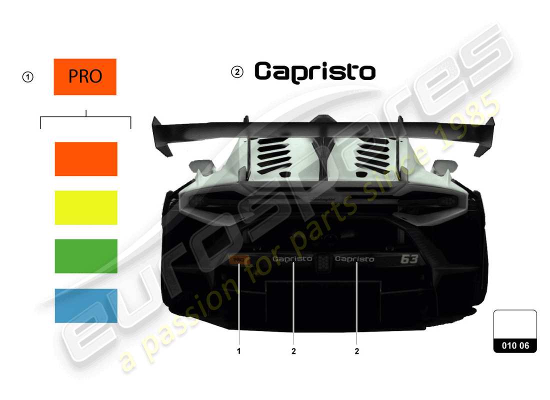 lamborghini super trofeo evo 2 (2022) aufkleber ersatzteil-diagramm