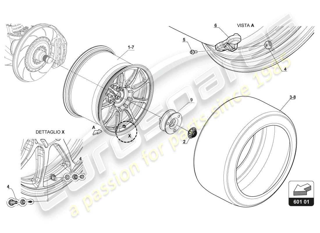 lamborghini gt3 (2017) räder ersatzteildiagramm