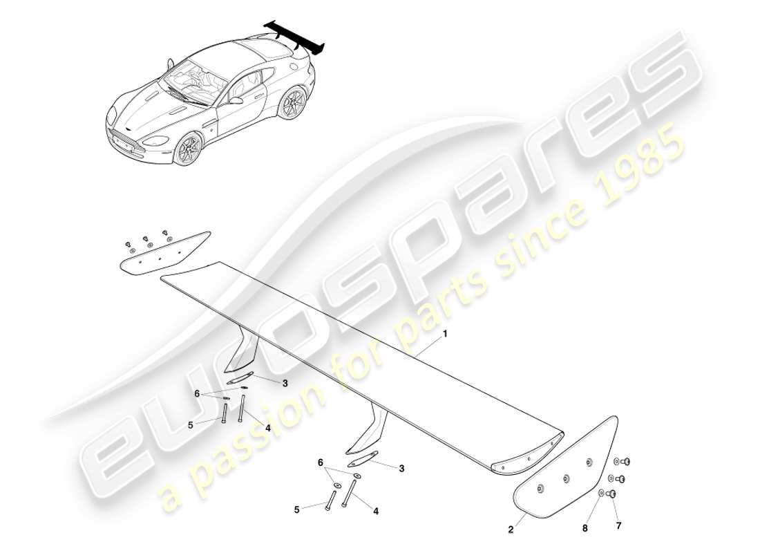 aston martin v8 vantage (2007) heckspoiler teilediagramm