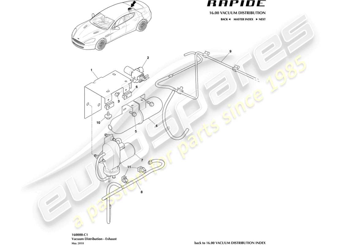aston martin rapide (2017) vakuumverteilung, abgasteildiagramm