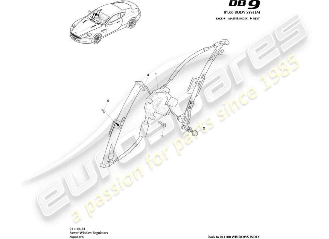 ein teilediagramm aus dem teilekatalog aston martin db9 (2010)