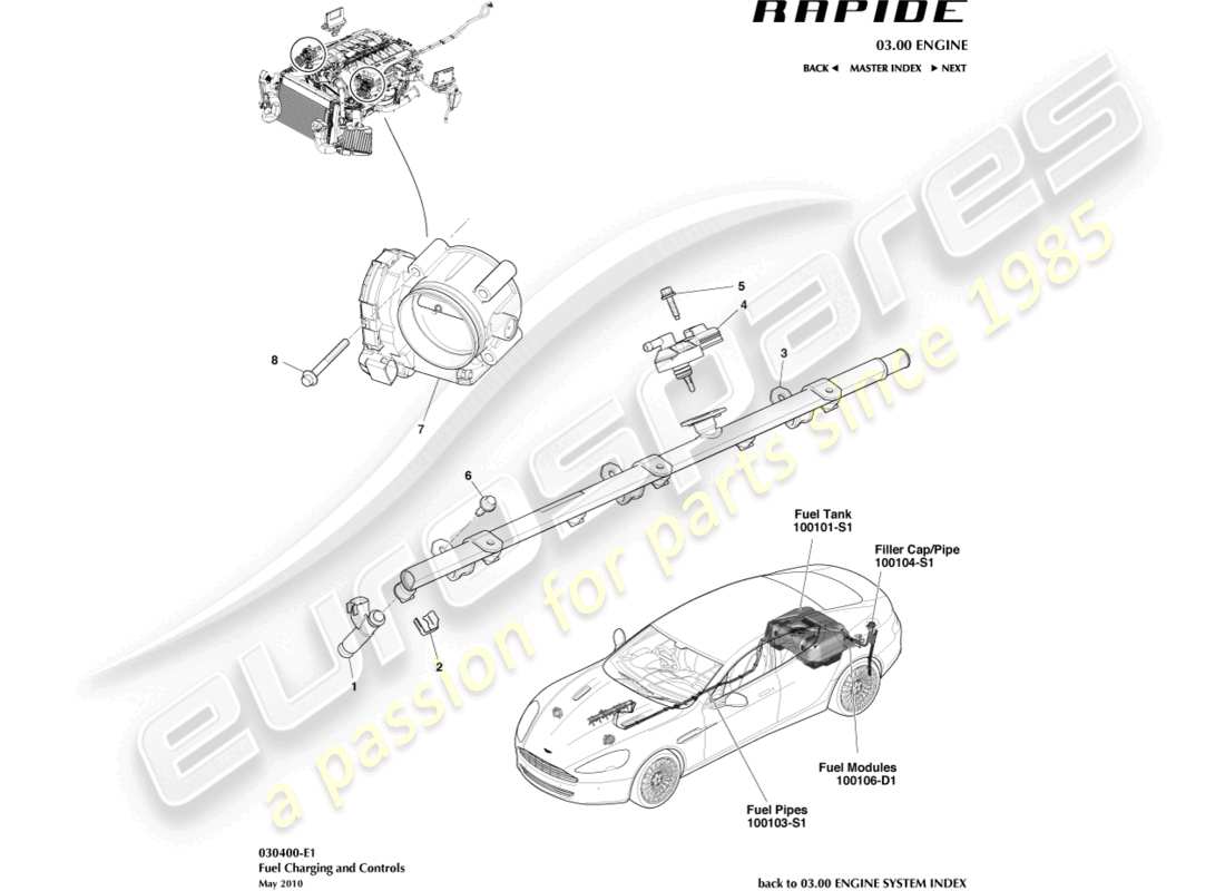 eine teilezeichnung aus dem aston martin rapide (2010) teilekatalog