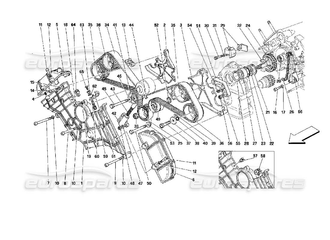 FERRARI MONDIAL 3.4 T COUPE/CABRIO TIMING - STEUERUNGEN TEILEDIAGRAMM ferrari mondial 3.4 t coupe/cabrio timing - steuerungen teilediagramm