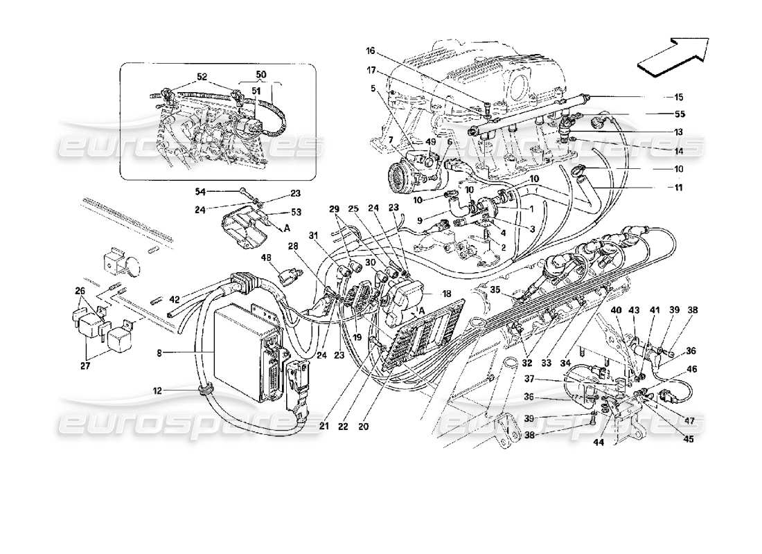 FERRARI MONDIAL 3.4 T COUPE/CABRIO LUFTEINSPRITZZÜNDUNG - MOTRONIC 2.5 ERSATZTEILDIAGRAMM ferrari mondial 3.4 t coupe/cabrio lufteinspritzzündung - motronic 2.5 ersatzteildiagramm