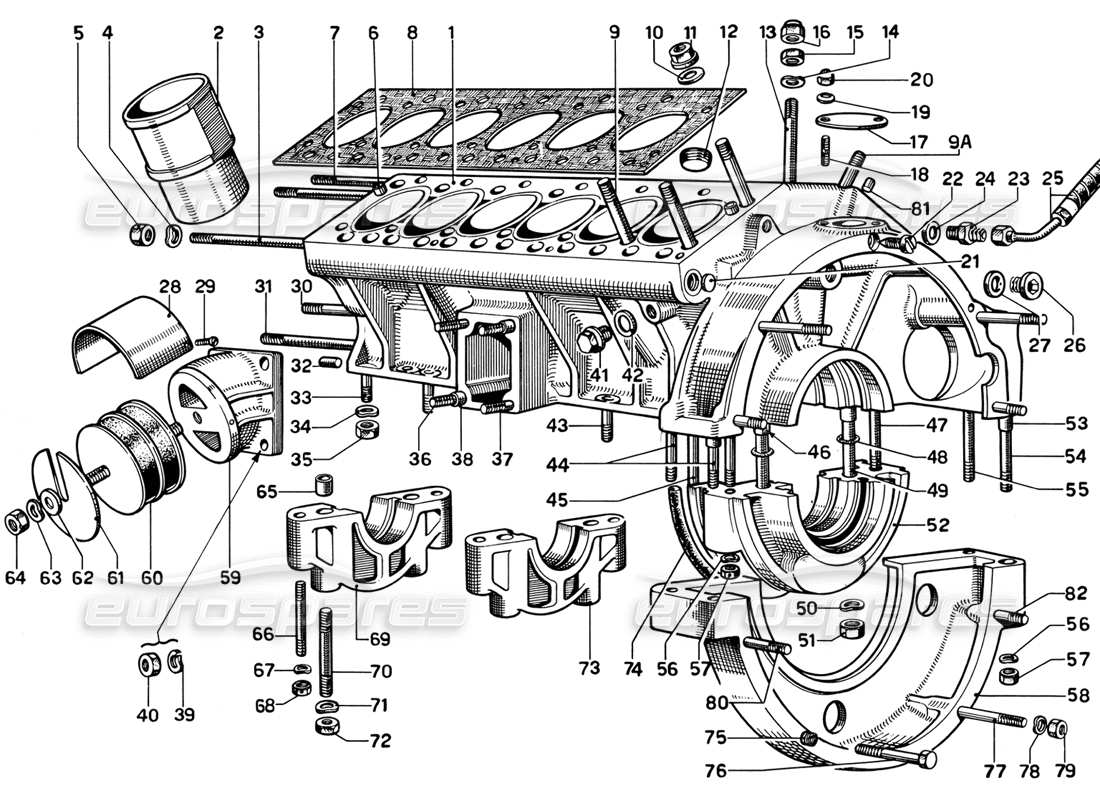 ferrari 365 gt 2+2 (mechanical) kurbelgehäuse-teilediagramm