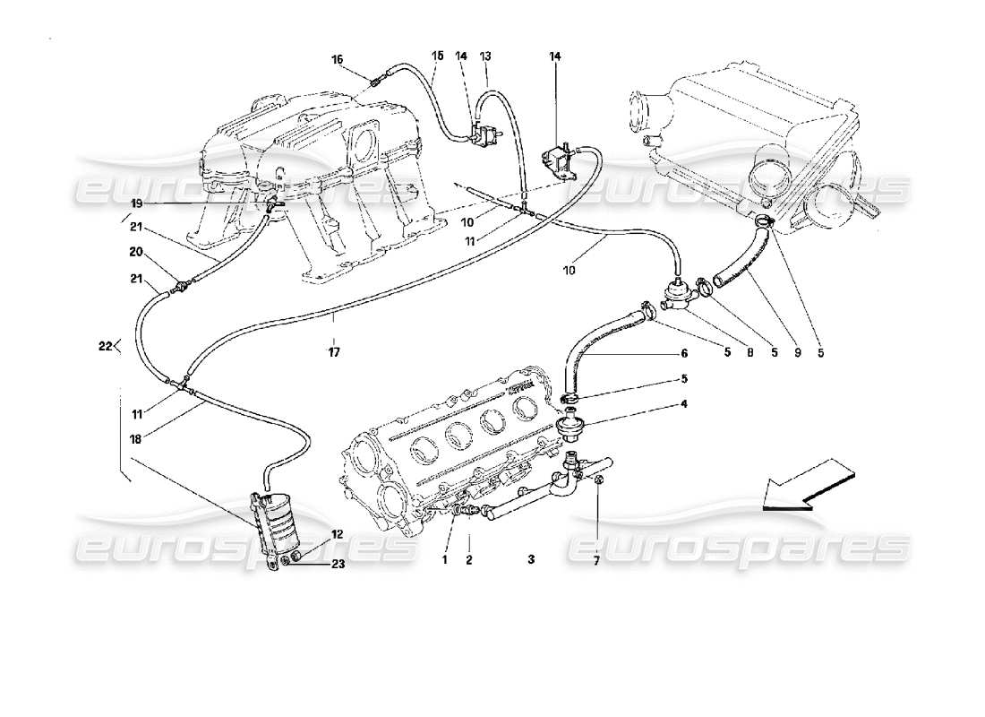 FERRARI MONDIAL 3.4 T COUPE/CABRIO LUFTEINBLASVORRICHTUNG - FÜR FAHRZEUGE MIT KATALYSATOR - MOTRONIC 2.5 ERSATZTEILDIAGRAMM ferrari mondial 3.4 t coupe/cabrio lufteinblasvorrichtung - für fahrzeuge mit katalysator - motronic 2.5 ersatzteildiagramm