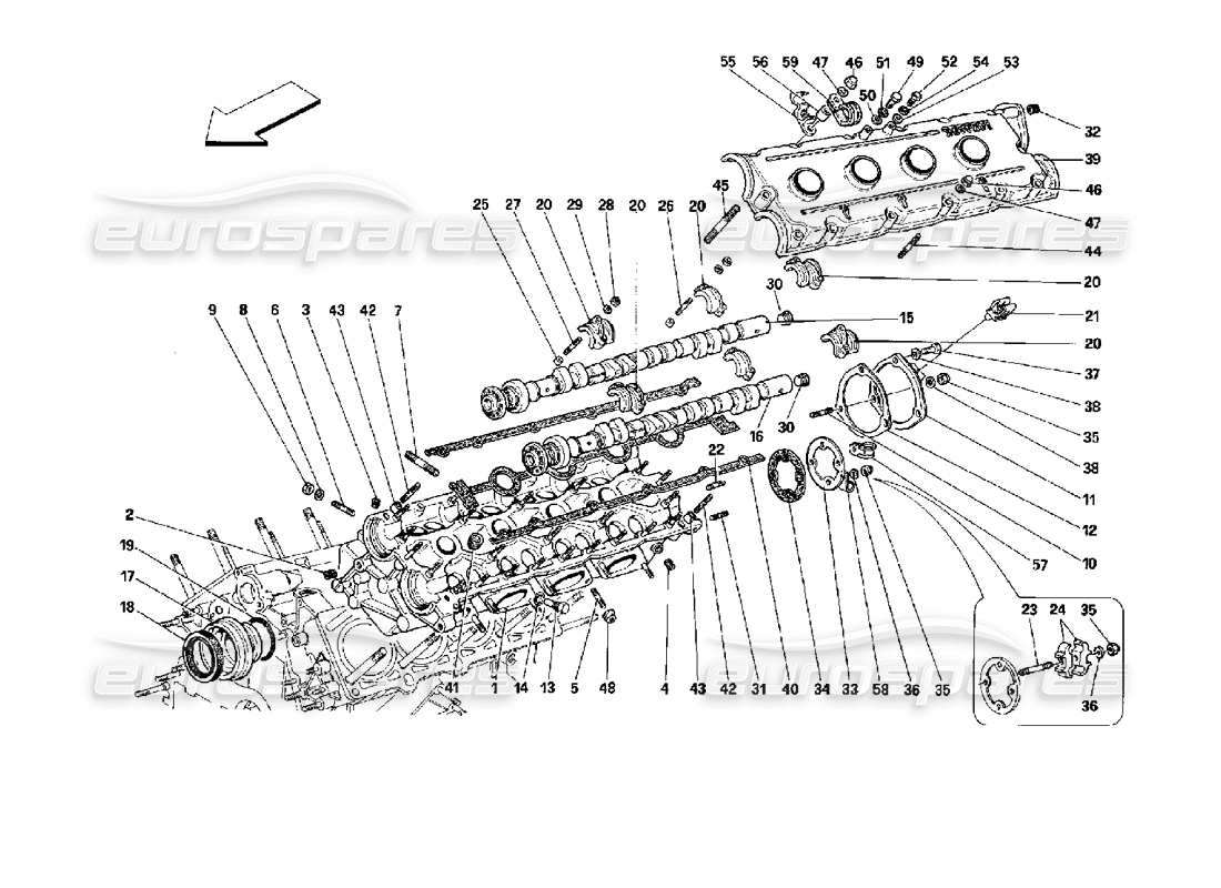 FERRARI MONDIAL 3.4 T COUPE/CABRIO TEILEDIAGRAMM FÜR LINKEN ZYLINDERKOPF ferrari mondial 3.4 t coupe/cabrio teilediagramm für linken zylinderkopf