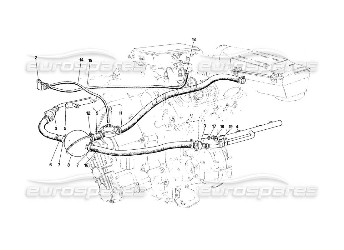 ferrari 328 (1988) lufteinspritzung (für version ch86 und ch87) teilediagramm