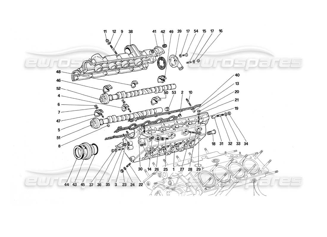 ferrari mondial 3.0 qv (1984) zylinderkopf (rechts) teilediagramm
