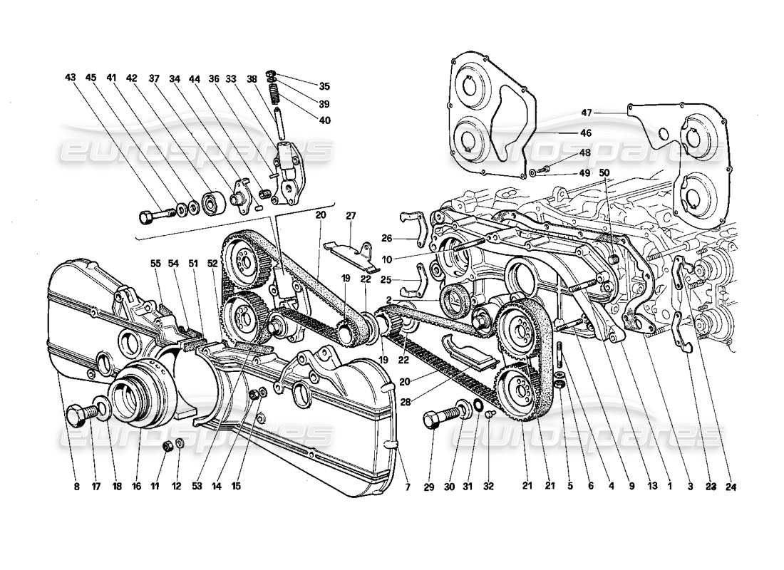 ferrari testarossa (1987) zeitmesssystem - teilediagramm der steuerungen